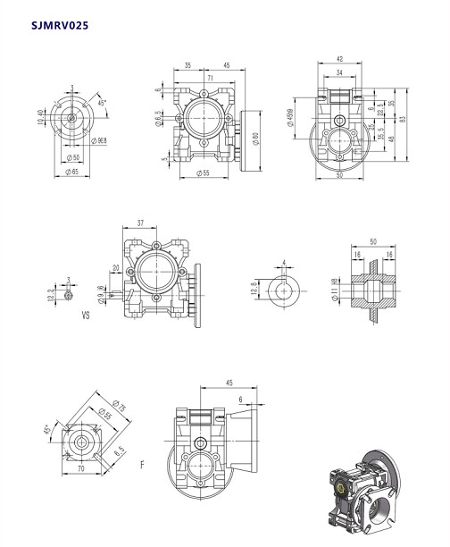 NMRV025型號蝸輪蝸桿減速機產品安裝尺寸.jpg